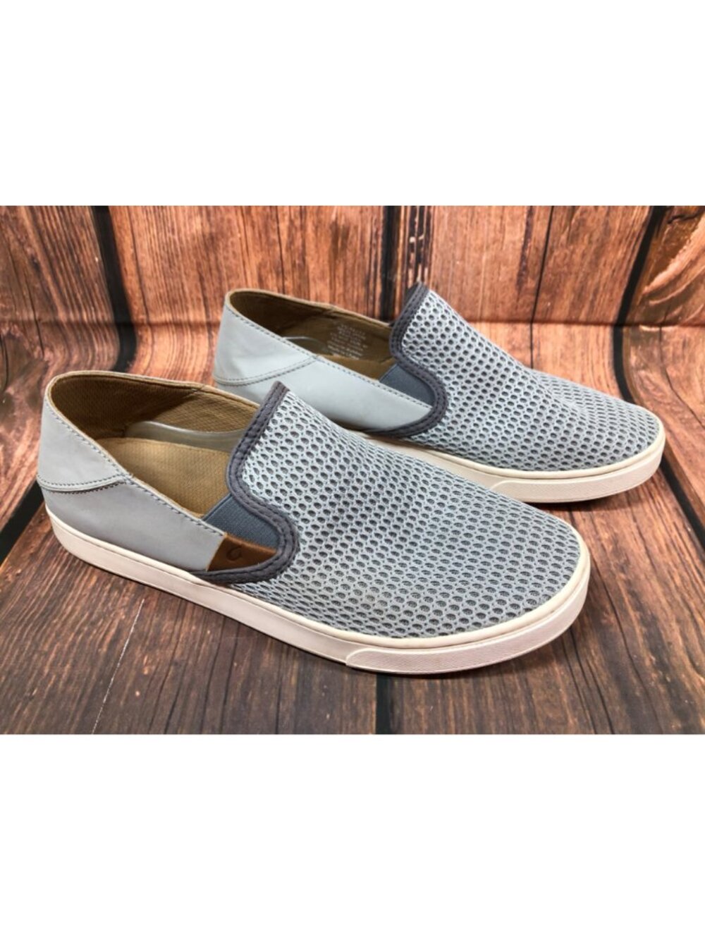 Olukai Womens 10 / 40 Pehuea Gray Mesh Slip On Sneakers - Picture 3 of 10